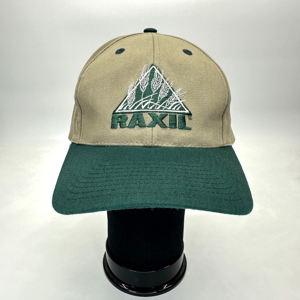 Head to Toe Raxil Wheat Hat Beige Green Hook Loop Strapback Embroidered Farming